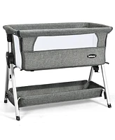 Gouun Adjustable Baby Bedside Crib with Large Storage