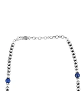 American West Jewelry Sterling Silver and Lapis Bead Necklace, 17 to 20 Inches