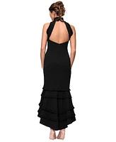 Xscape Women's Ruffled Mock Neck Sleeveless Midi Dress