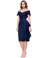 Xscape Women's Off-The-Shoulder Draped Scuba Sheath Dress