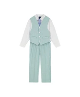 Nautica Toddler and Little Boys Linen Look Vest Set with Tie