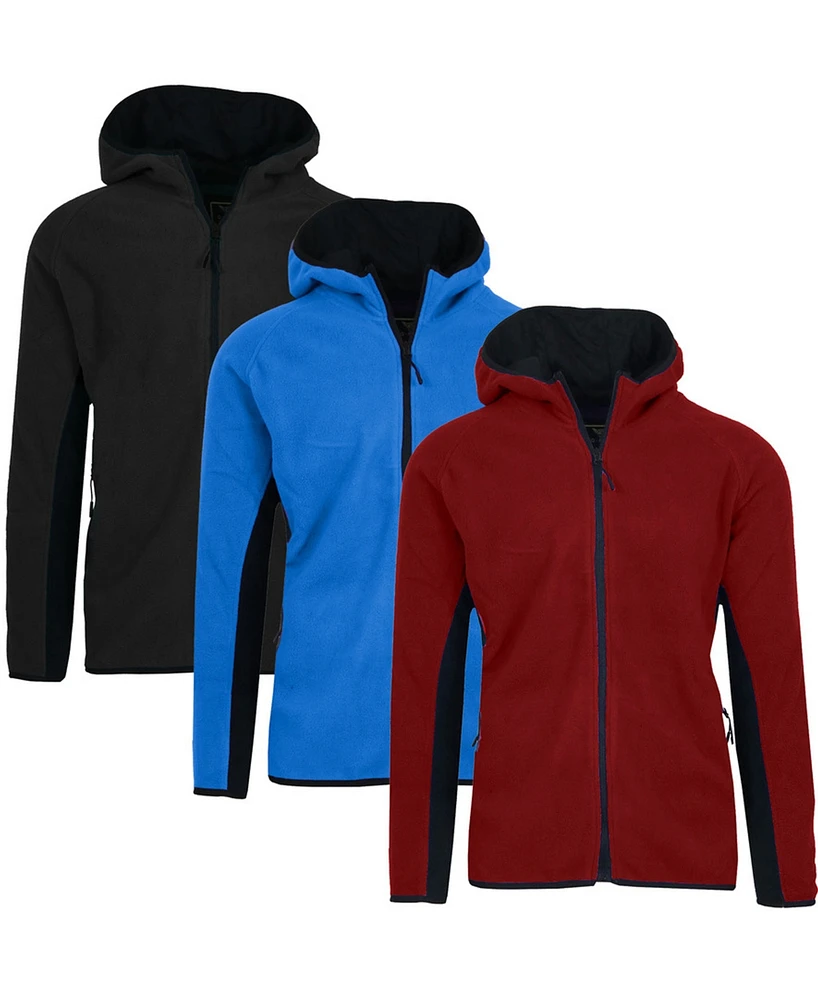 Galaxy By Harvic Men's 3-Pack Polar Fleece Tech Zip Hoodie