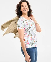 Style & Co Women's Printed Scoop-Neck Short-Sleeve Top, Exclusively at Macy's