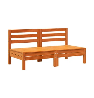 Patio Sofas Armless 2 pcs Wax Brown Solid Wood Pine