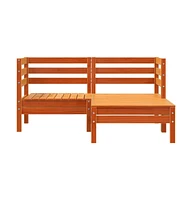 Patio Sofa 2-Seater with Footstool Wax Brown Solid Wood Pine