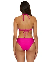 Becca Womens Monte Carlo Shiny Rib Bikini Top Hipster Bottoms