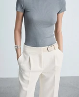 Mango Women's Belt Straight-Fit Trousers