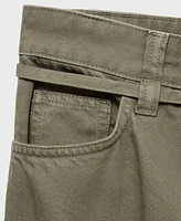 Mango Women's Belt Detail Wide Leg Jeans