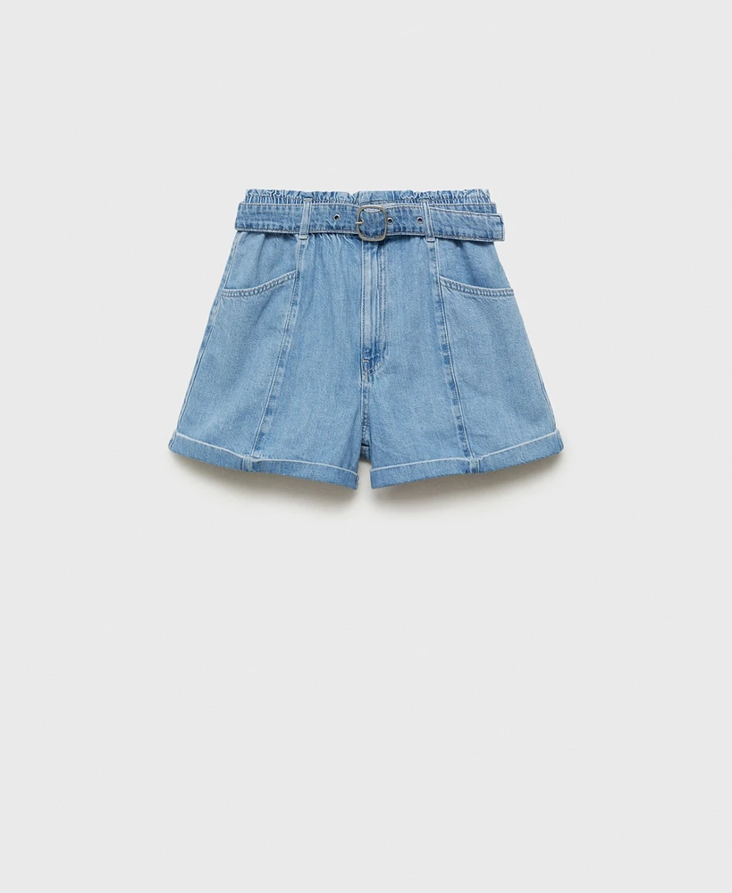 Mango Women's Denim Belted Shorts