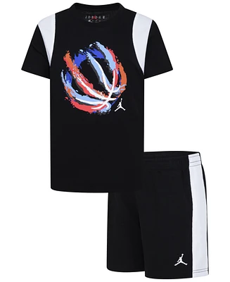 Jordan Little Boys 2-Piece Ball Fire Mixed Shorts and T-Shirt Set