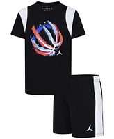 Jordan Little Boys 2-Piece Ball Fire Mixed Shorts and T-Shirt Set