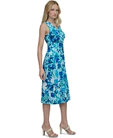 Dkny Women's Crossover Ruched Sleeveless Jersey Dress