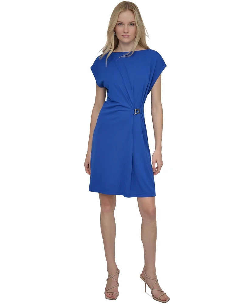 Dkny Women's Hardware-Trim Side-Ruched Dolman-Sleeve Dress