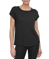 Dkny Sport Women's V-Inset Roll-Sleeve T-Shirt