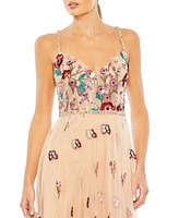 Women's Embellished Floral Detail A Line Gown