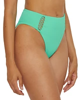 Becca Women's Modern Edge Rib High-Waist Bikini Bottoms