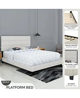 Sicily Linen Upholstered Platform Bed Frame with Adjustable Headboard - Boyd Sleep