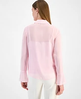 Anne Klein Women's Long-Sleeve Waterfall-Ruffle Blouse