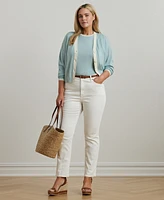 Lauren Ralph Plus Two-Tone Cotton-Blend Cardigan
