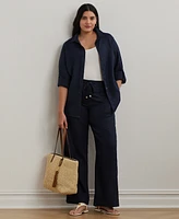 Lauren Ralph Plus Linen Drawcord Pants