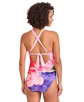 Tommy Bahama Women's Floral-Print Keyhole-Cutout Swimsuit