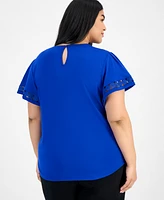 Anne Klein Plus Harmony Bell-Sleeve Top