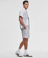 Mode of One Men's Woodgrain Relaxed-Fit Printed 6-1/2" Shiny Twill Shorts, Exclusively at Macy's