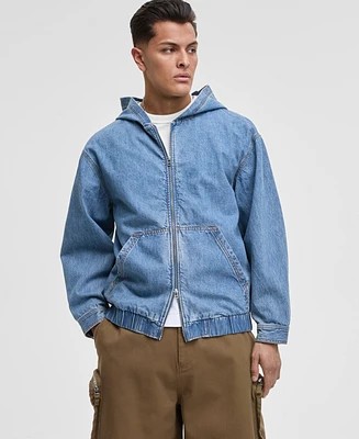 Mode of One Men's Relaxed-Fit Full-Zip Denim Hoodie, Exclusively at Macy's