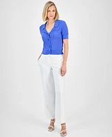 Tahari Asl Stripe-Textured Knit Button-Front Top, Regular & Petite Sizes