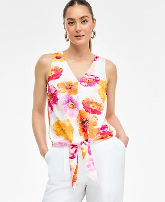I.n.c. International Concepts Women's Floral-Print Tie-Front Blouse, Exclusively at Macy's