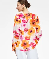 I.n.c. International Concepts Women's Printed Surplice Blouse, Exclusively at Macy's