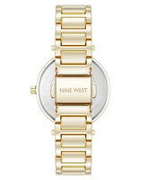 Nine West Women's Quartz Gold-Tone Metal Alloy Floral Dial Watch