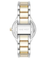 Nine West Women's Quartz White and Two-Tone Metal Alloy Watch, 34mm