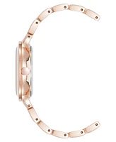 Nine West Women's Quartz Round White Enamel and Rose Gold-Tone Metal Alloy Watch, 32mm