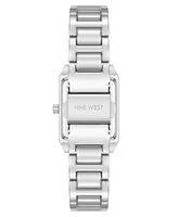 Nine West Women's Quartz Rectangular Silver-Tone Metal Alloy Bracelet Watch, 24mm