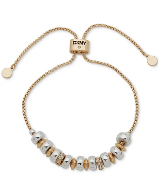 Dkny Two-Tone Crystal Pave Rondelle Slider Bracelet