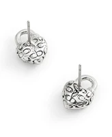 Coach Faux Stone Signature Quilted Broken Heart Padlock Stud Earrings