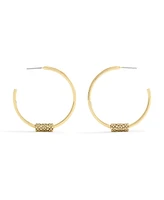 Coach Large Signature Quilted Tube Hoop Earrings