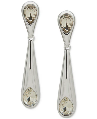 Anne Klein Silver-Tone Crystal Post Linear Earrings