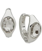 Anne Klein Silver-Tone Crystal Small Huggie Hoop Earrings, 0.6"