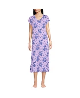Lands' End Women's Short Sleeve Cooling Midi Nightgown