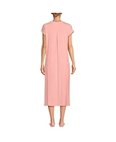 Lands' End Women's Short Sleeve Cooling Midi Nightgown