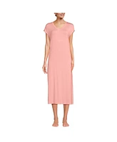 Lands' End Women's Short Sleeve Cooling Midi Nightgown