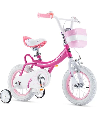 RoyalBaby Princess Girl Kid Bicycle 12" with Training Wheels, Bunny/Fuchsia