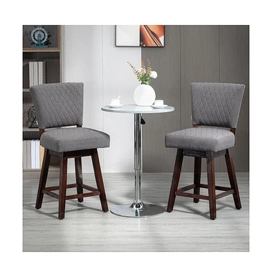 Set of 2 Swivel Counter Height Bar Stools with Rubber Wood Legs for Kitchen Island, Dining Room, Home Bar-The Pop Home