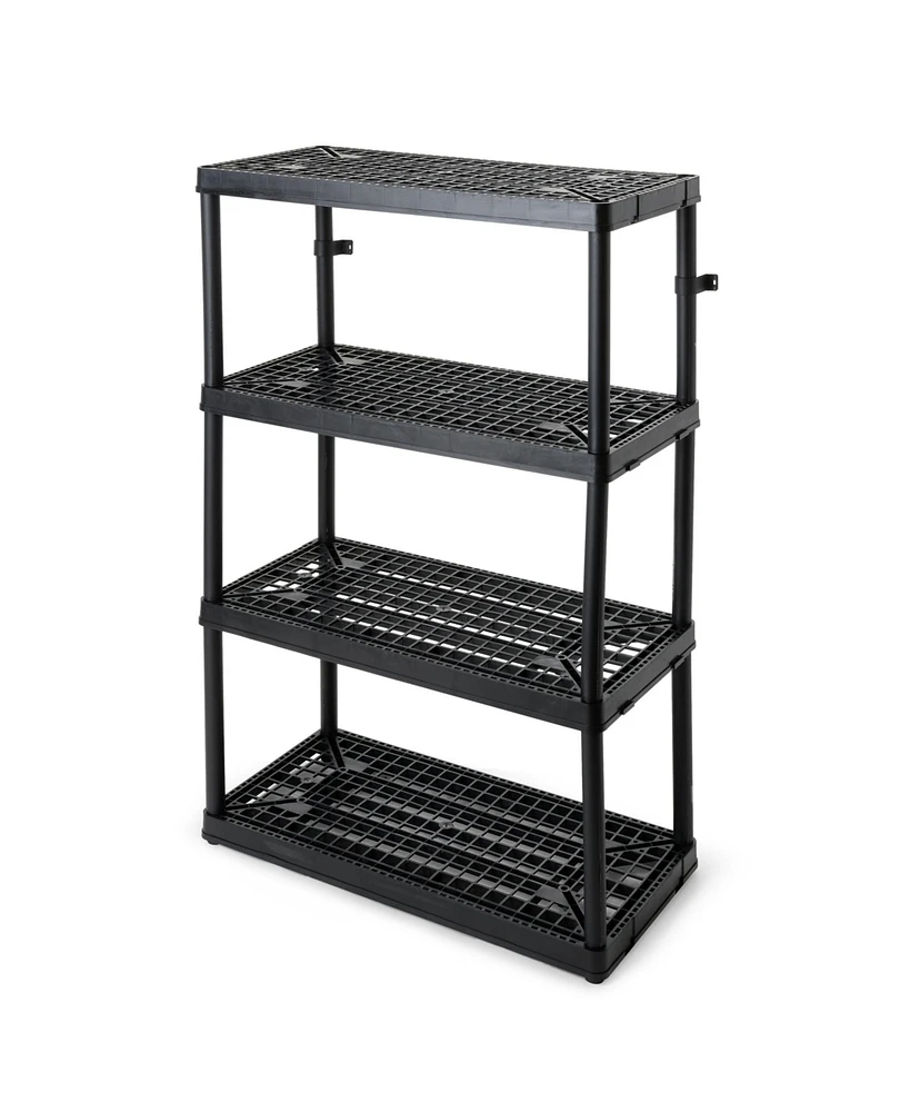 Gracious Living 4 Shelf Fixed Height Ventilated Heavy Duty Storage Unit, Black