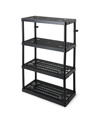 Gracious Living 4 Shelf Fixed Height Ventilated Heavy Duty Storage Unit, Black