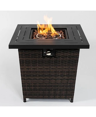 28inch Wicker Square Fire Pit Table