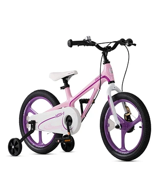 RoyalBaby Moon-5 Lightweight Magnesium Frame 16-Inch Kids Bike w/Dual Hand Brakes, Training Wheels, Kickstand, Bell, & Tool Kit for Boys & Girls, Pink