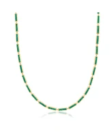 The Lovery Malachite Bar Necklace 14K Gold 16 inches